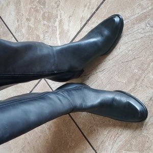 Naturalizer black tall boot.  Stacked heel. Size 6.5.  Leather upper.